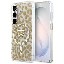 Заредете изображение във визуализатора на галерията – GUESS case for SAMSUNG S26 GUHMS26SHLEGTGLW (Magnetic IML Leopard Print Triangle) brown
