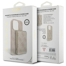 Заредете изображение във визуализатора на галерията – Guess 4G Metal Logo case set for iPhone 15 Pro + 5000mAh MagSafe power bank - pink
