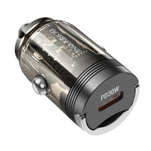 Заредете изображение във визуализатора на галерията – Borofone Car charger BZ29 Ray - Type C - PD 30W 3A transparent-black
