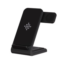 Заредете изображение във визуализатора на галерията – Tech-Protect QI15W-A20 inductive charger with 3in1 stand for smartphone / headphones / Apple Watch - black
