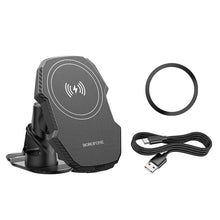 Заредете изображение във визуализатора на галерията – Borofone Car holder BH216 Adelante magnetic with induction charging to dashboard black
