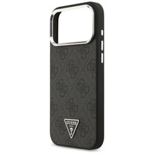 Заредете изображение във визуализатора на галерията – GUESS case for IPHONE 17 Pro Max compatible with MagSafe GUHMP17XP4TSRCMK (PU 4G W/Triangle Logo SL) black
