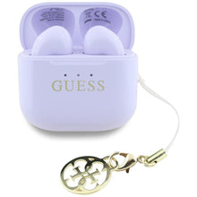 Заредете изображение във визуализатора на галерията – Wireless earphones TWS Guess Effect Printed Classic Logo &amp; Charm lavender
