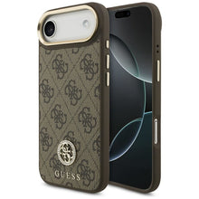 Заредете изображение във визуализатора на галерията – GUESS case for IPHONE 17 Air compatible with MagSafe GUHMP17MP4GRMDEW (PU W/ 4G Strass Logo) brown
