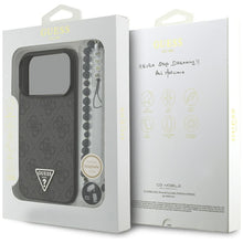 Заредете изображение във визуализатора на галерията – GUESS case for IPHONE 17 Pro compatible with MagSafe GUHMP17LP4TSDPPSK (4G PU W/ Strap Triangle Logo) black
