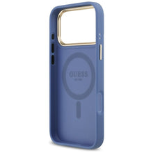 Заредете изображение във визуализатора на галерията – GUESS case for IPHONE 17 Pro Max compatible with MagSafe GUHMP17XP4GRMDEB (PU W/ 4G Strass Logo) blue
