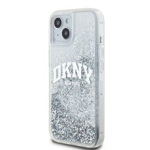 Заредете изображение във визуализатора на галерията – DKNY case for IPHONE 15 DKHCP15SLBNAET (DKNY HC Liquid Glitters W/Arch Logo) white
