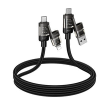 Заредете изображение във визуализатора на галерията – Cable 4in1 USB A/C to USB C/Lightning Hoco 240W 1,2 m U151 black
