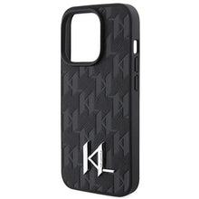 Заредете изображение във визуализатора на галерията – Karl Lagerfeld Leather Monogram Hot Stamp Metal Logo case for iPhone 15 Pro - black
