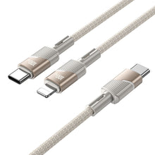 Заредете изображение във визуализатора на галерията – HOCO cable 2in1 Type C to Type C + Lightning 5A 100W U139 1,2 m gold
