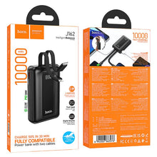 Заредете изображение във визуализатора на галерията – Powerbank 10000 mAh QC PD 22,5W with built-in cables USB C+ Lightning Hoco J162 black
