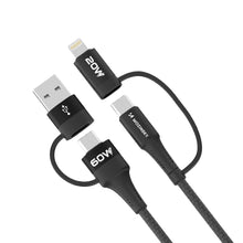 Заредете изображение във визуализатора на галерията – Wozinsky WNBAA 4in1 cable 2x USB-C 1x USB-A 1x Lightning 60W 1 m - black
