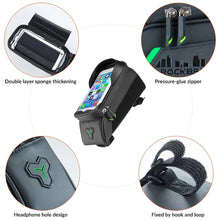 Заредете изображение във визуализатора на галерията – Rockbros 029-1BK bicycle bag for frame with phone cover - black
