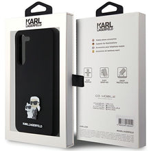Заредете изображение във визуализатора на галерията – Original Pouch KARL LAGERFELD  hardcase Silicone Karl&amp;Choupette Metal Pin KLHCS24MSMHKCNPK for Samsung Galaxy S24 Plus black
