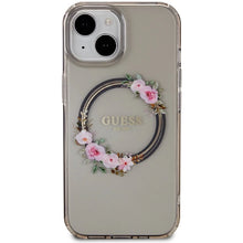 Заредете изображение във визуализатора на галерията – Guess IML Flowers Wreath MagSafe case for iPhone 15 / 14 / 13 - black
