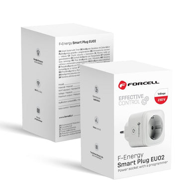 FORCELL F-ENERGY EU02 Smart Plug 230V with WiFi, programmer and Tuya/Amazon Alexa support - white
