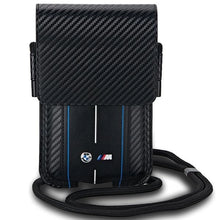 Заредете изображение във визуализатора на галерията – BMW Carbon &amp; Blue Stripe phone bag - black
