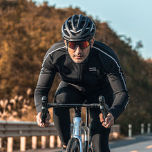 Заредете изображение във визуализатора на галерията – Rockbros cycling jersey 15400002003 long sleeve fall/winter L - black
