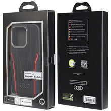 Заредете изображение във визуализатора на галерията – Audi Genuine Leather case with MagSafe for iPhone 14 Pro - black and red
