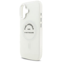 Заредете изображение във визуализатора на галерията – KARL LAGERFELD case for IPHONE 17 compatible with MagSafe KLHMP17SHKRSGPT (IML Karl RSG Logo) transparent
