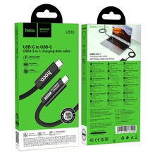 Заредете изображение във визуализатора на галерията – Cable USB C do USB C Hoco USB4 40Gbps/8K60Hz 5A 240W 1m US15 black
