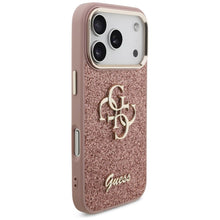 Заредете изображение във визуализатора на галерията – GUESS case for IPHONE 17 Pro GUHCP17LHG4SGCP (Fixed Glitter Big 4G Metal Frame) pink
