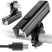 Заредете изображение във визуализатора на галерията – Rockbros 24610002001 front bicycle light 1000 lm + USB-C - USB-A cable - black
