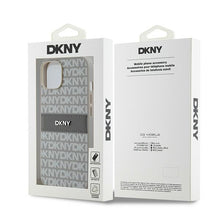 Заредете изображение във визуализатора на галерията – Original Case DKNY hardcase Leather Mono Stripe &amp; Metal Logo DKHCP14SPRTHSLE for Iphone 14/15/13 beige
