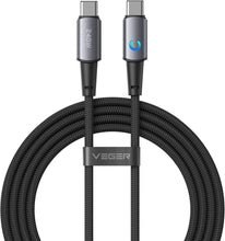 Заредете изображение във визуализатора на галерията – Cable with LED light indicator Type C to Type C VEGER PD 5A 240W CC2-ZSD 1,5 m black
