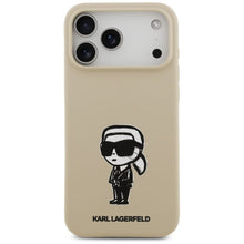 Заредете изображение във визуализатора на галерията – KARL LAGERFELD case for IPHONE 17 Pro Max compatible with MagSafe KLHMP17XSKIGROW (Silicone W/ KL Sketch &amp; Logo) brown
