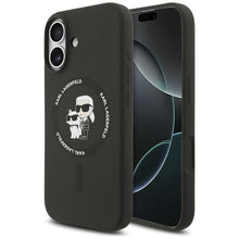 Заредете изображение във визуализатора на галерията – KARL LAGERFELD case for IPHONE 17 compatible with MagSafe KLHMP17SSCMKCRHK (Silicone KC Body Ring) black
