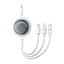 Заредете изображение във визуализатора на галерията – Baseus Free2Draw CB000084 retractable USB-C - Lightning / USB-C / micro USB cable 100W 1.1m - white
