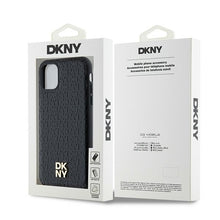 Заредете изображение във визуализатора на галерията – Original Case DKNY hardcase Leather Monogram Pattern Metal Logo MagSafe DKHMN61PSHRPSK for Iphone 11/Xr black
