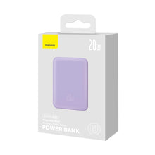 Заредете изображение във визуализатора на галерията – Baseus Magnetic Mini Induction Powerbank 10000mAh 20W - purple + USB-C - USB-C cable
