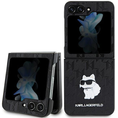 Оригинален гръб KARL LAGERFELD за SAMSUNG Z Flip 5 KLHCZF5SAPCHNPK (Saffiano Mono Choupette PIN) черен