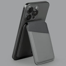 Заредете изображение във визуализатора на галерията – Uniq Lyden DS magnetic RFID wallet with phone stand - gray and black
