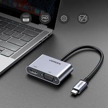 Заредете изображение във визуализатора на галерията – Ugreen CM162 50505 USB-C - HDMI / VGA / USB-A 3.0 / USB-C PD adapter - gray
