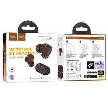 Заредете изображение във визуализатора на галерията – HOCO wireless earphone bluetooth TWS EQ19 brown
