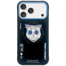 Заредете изображение във визуализатора на галерията – NIMMY case GLASSES COOL CAT compatible with MagSafe for IPHONE 17 Pro Max black blue
