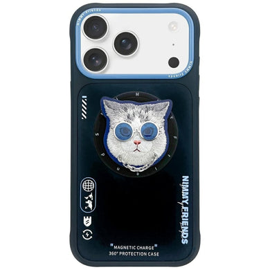 NIMMY case GLASSES COOL CAT compatible with MagSafe for IPHONE 17 Pro black blue