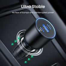 Заредете изображение във визуализатора на галерията – Ugreen CD293 car charger 2x USB-C PD and 1x USB-A 130W - black
