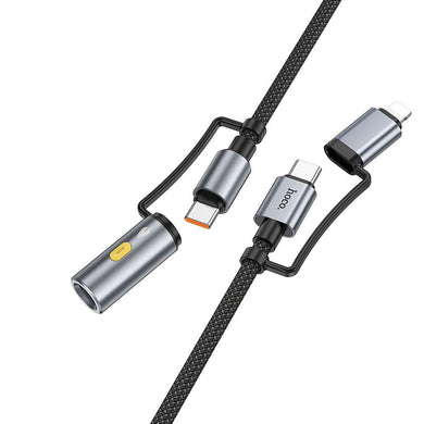 HOCO cable All-in-one Type C / Lightning to Type C / Cigarette lighter PD 3A 60W U138 1,2 m grey
