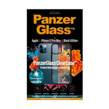 Заредете изображение във визуализатора на галерията – PanzerGlass ClearCase antibacterial case for iPhone 12 Pro Max - transparent and black
