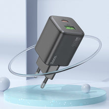 Заредете изображение във визуализатора на галерията – HOCO зарядно Type C PD QC 30W GaN N43 лунна светлина бяло
