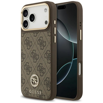GUESS case for IPHONE 17 Pro Max compatible with MagSafe GUHMP17XP4GRMDEW (PU W/ 4G Strass Logo) brown