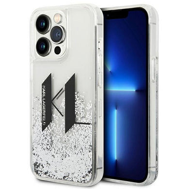 Оригинален гръб KARL LAGERFELD за IPHONE 14 Pro KLHCP14LLBKLCS (Liguid Glitter Big KL Logo) сребрист