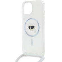 Заредете изображение във визуализатора на галерията – Karl Lagerfeld Crossbody IML Karl Head MagSafe case for iPhone 15 / 14 / 13 - transparent

