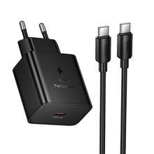 Заредете изображение във визуализатора на галерията – Phone charger Hoco USB C QC PD 45W + cable USB C to USB C N77 black
