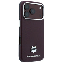 Заредете изображение във визуализатора на галерията – KARL LAGERFELD case for IPHONE 18 Pro/ 17 Pro compatible with MagSafe (Grained Choupette Head Metal) burgundy
