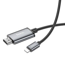 Заредете изображение във визуализатора на галерията – HOCO cable Lightning to HDMI 1080p UA27 2 m metal gray
